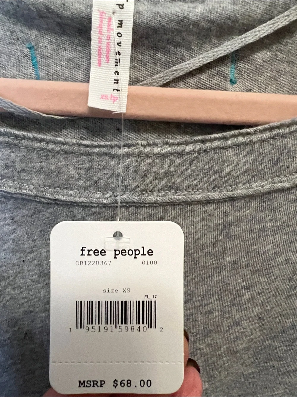 Free People Oversized Light Heather Gray Pullover Long Sleeve Top